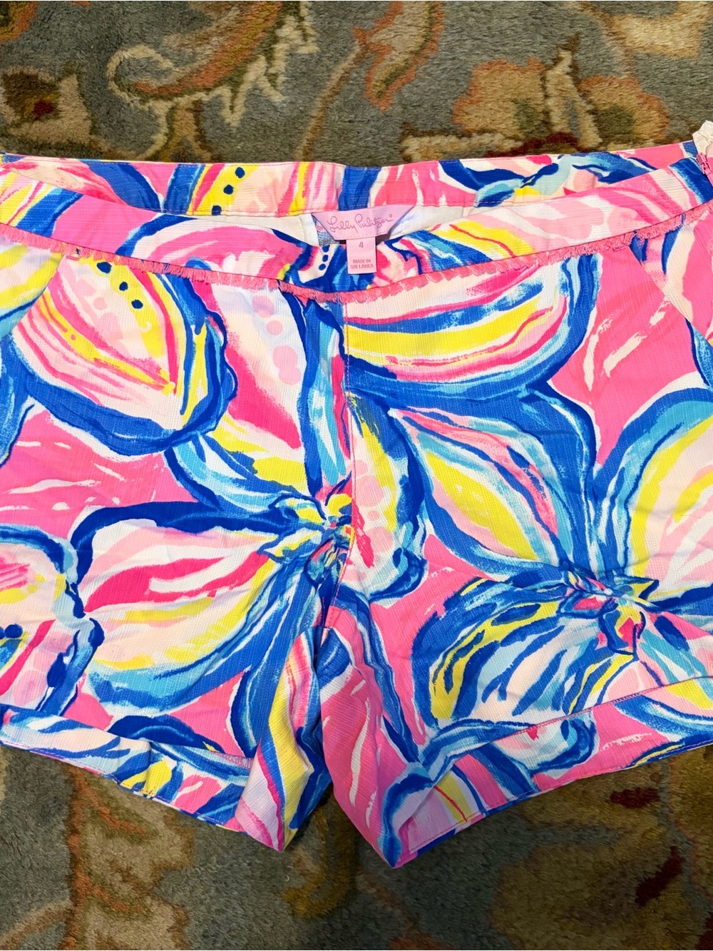 Lilly Pulitzer Pink, Blue & Yellow Tropical Print Shorts